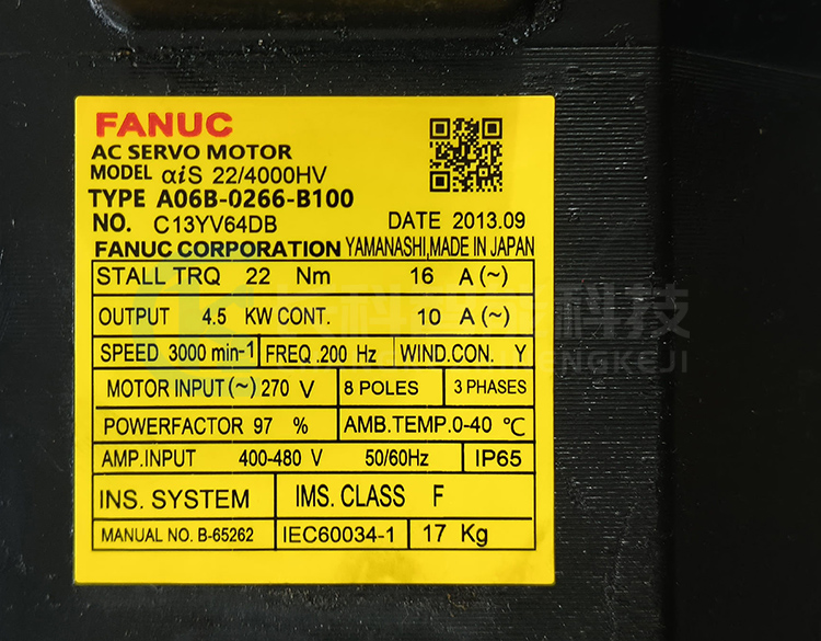 發(fā)那科伺服電機(jī)A06B-0266-B100 &alpha;is 22/4000HV